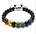 Produktbild Burenqi@ Healing Bracelet 8Mm Lava Stone Diffuser Bracelet Braided Rope Bracelet Braided Rope Stone Yoga Bracelet for Men Women 2pcs/Set
