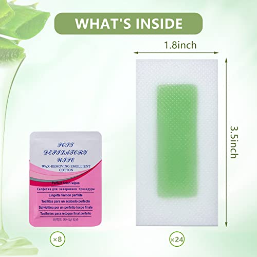 Viilife 48 Pcs Facial Wax Strips 24 Double Sides Mini Wax Strips Hair Removal At Home Waxing Hair Removal For Women's Facial Eyebrows Upper Lip And Chin With 8 Calming Wipes #TOP6