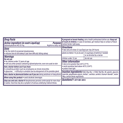 Zzzquil, Nighttime Sleep Aid Liquicaps, 25 Mg Diphenhydramine Hcl, No.1 Sleep-Aid Brand, Non-Habit Forming, Fall Asleep Fast, 48 Count #TOP1