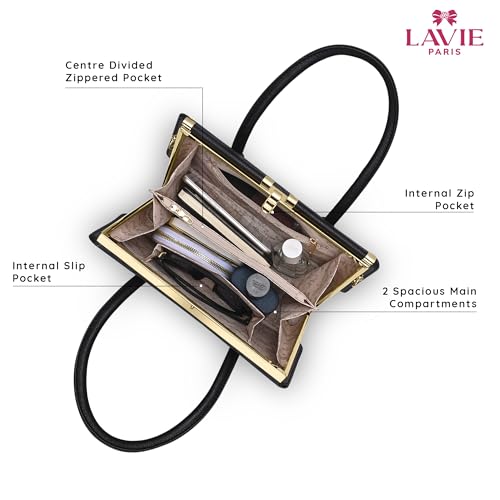 Image of LAVIE PARIS Women's Chic Dual Frame Satchel Bag | Satchel Handbag for Work | Ladies Purse | Stylish Shoulder Bag | Gift for Women