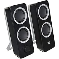 Logitech Z200 2.0 Altavoces Estéreo, 10 Vatios, Sonido Estéreo Detallado, Graves Ajustables, Conexión 2 Dispositivos, Entrada Audio 3.5 mm, Controles Sencillos, Enchufe EU, TV/PC/Móvil/Tablet, Negro