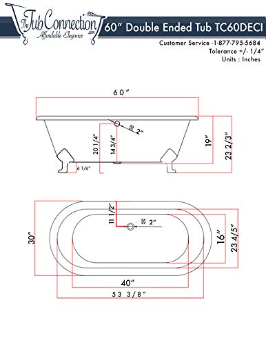 60" Cast Iron Double Ended Clawfoot Tub Complete Brushed Nickel Freestanding Plumbing Package-"Franklin" #TOP1