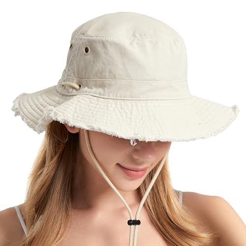 Gajaous Cappelli da Sole per Donne e Uomini, Cappello da Giardinaggio con Ampia Tesa, Cappello a Secchiello Pieghevole in Cotone Traspirante UPF 50+, Cappelli da Pesca Escursionismo Safari e Outdoor