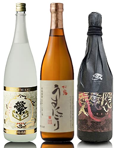 人気焼酎3本セット 720ml 繁桝大吟酒粕+松露うすにごり+隠し蔵の三悪人 箱無) のし紙 リボン掛け ギフト包装 メッセージカード可