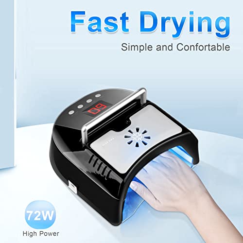 72W Professional Uv Led Nail Lamp,Cordless Nail Curing Light For Gel Nails With Fan, Imene Rechargeable Nail Dryer With Portable Handle Perfect For Salon Home Nail Art(Black) #TOP1