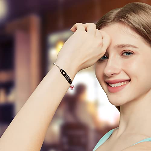 Divoti Pre-Engraved Medical Alert ID Bracelet – Simple Rolo Chain Stainless Steel Silver, Water Proof with First Aid Symbol – Personalized for Women Health Jewelry4