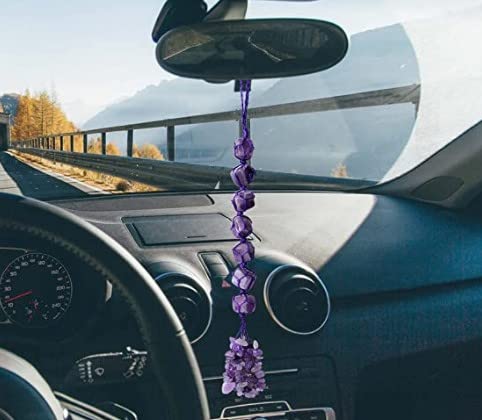 XIANNVXI Amethyst Crystal Hanging Healing Crystals Gemstones Decor Tumbled Stones Car Rearview Mirror Wall Hanging Crystals Reiki Crystal Gifts - Image 4
