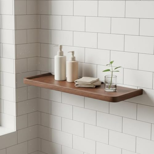 Étagère murale noyer style plateau rectangulaire premium