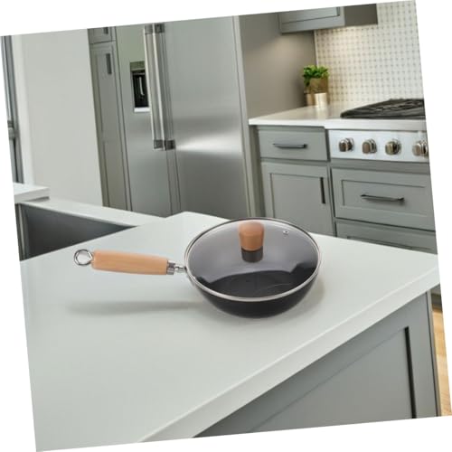 Wok de hierro fundido con mango de madera color negro miniatura 4