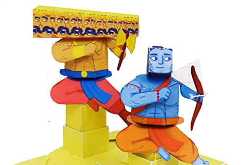 Image of Crackles STEAM Toys- DIY 3D Paper Model Automata Bot with Animated Movements Indian Mytholog Series (Ram & Ravan Duel) - Pack of 10 for Birthday Return Gifts