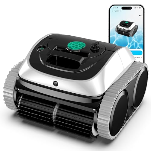 WYBOT C1 Cordless Pool Cleaner, Wall & Waterline Cleaning, Pool Vacuum Robot with Smart Route Planning, 150 Mins Runtime, for Inground Pools Up to 150㎡ (Blackwhite & Green)