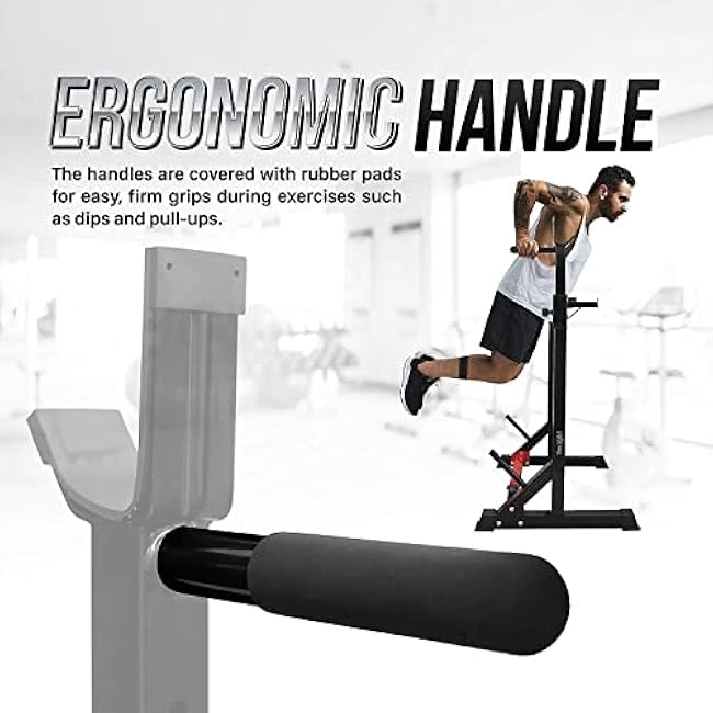 Yes4All Squat Rack for Home Gym, Adjustable Barbell Stand Rack, Multi-Function Weight Lifting, Dip Bar Station, Bench Press Rack Stand, Weight Plate Storage - Capacity Up to 600LBS