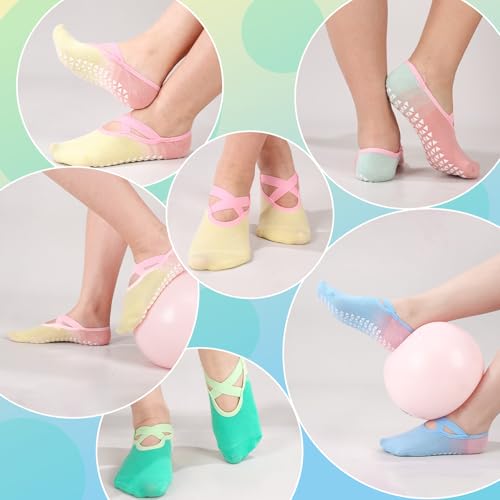 Jspupifip Pilates Socks with Grips for Women X-Cross Straps Non Skid Yoga Socks Anti Slip Barre Pilates Hospital Grippy Socks4