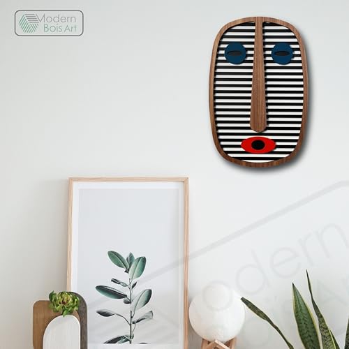Image of MODERN BOIS ART African Mask Wall Sculpture, Wood Wall Hanging, 3D Wall Art, Large Wooden Wall Art, Living Room Art, Office Decor, Pop Art,Mothers Day House Warming Gift 1