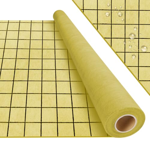 MAXKSOKO 108 Sq Ft Waterproofing Membrane Roll with Grid Lines for Easy Cutting, Tile Underlayment for Showers, Bathrooms, and Basements, 3-Layer PE Fabric Water Barrier (32.8ft x 3.3ft)
