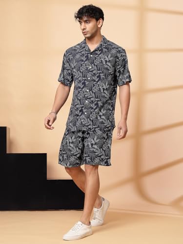 Image of Rigo Printed Co-Ord Set for Men's | Casual Shirt & Shorts Night Suit Set | Lounge-wear Nightdress Pajama Set for Men's | Night Wear, Beach Wear, Vacation Wear Outfit