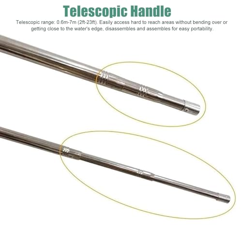 Muestra de agua ajustable de 500 ml/1000 ml, varilla de acero inoxidable y cucharón de plástico para una fácil recogida de muestras, mango telescópico de 1,23 a 5 m
