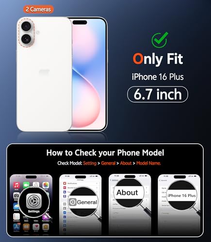 Image of FNTCASE for iPhone 16 Plus Case: Clear Magnetic Phone Cases with Screen Protector Compatible with Magsafe Slim Anti Yellowing Rugged Shockproof Protective Transparent Cell Phone Cover (B-Black)