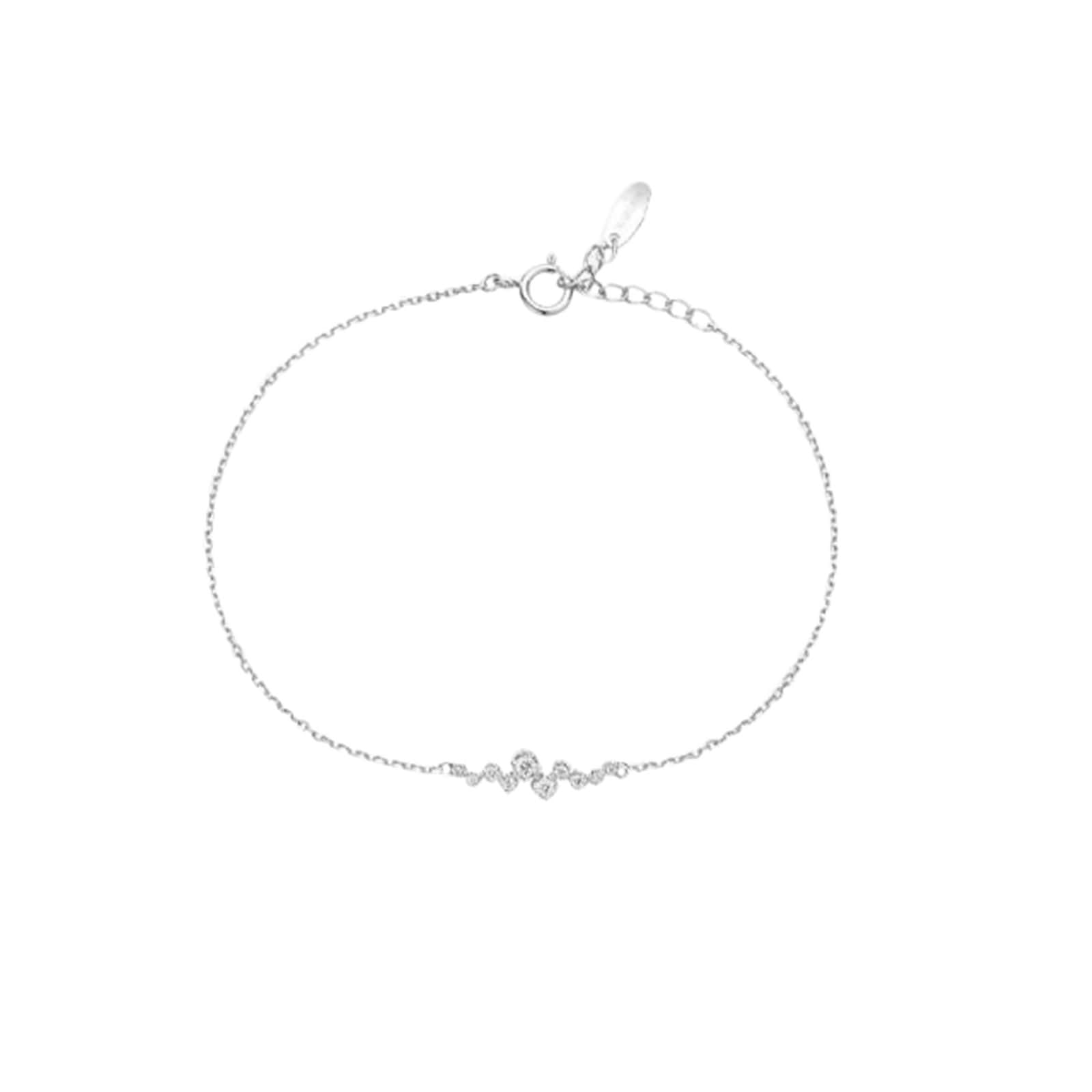 Pulseras de Mujer de Oro Blanco de 9 Kilates / 14 Kilates / 18 Kilates, Cadena con Diamante, Cadena Extensible 16 CM + 5 CM, Pulseras para Ajustable Mujer de Plata