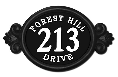 Sight Lights Customized Engraved Address Signs, Black Frame, Black Background - White House Numbers, Classic Frame Style, Numbers & Street Name Sight Lights Customized Engraved Address Signs, Black Frame, Black Background - White House Numbers, Classic Frame Style, Numbers & Street Name