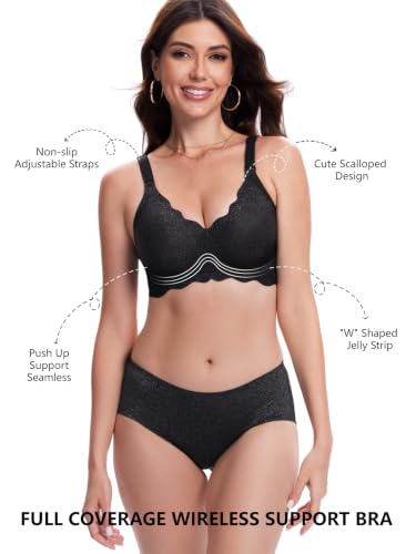 Image of COCOMARTS Jelly Bras for Women No Underwire Scalloped Wireless Push Up Bra