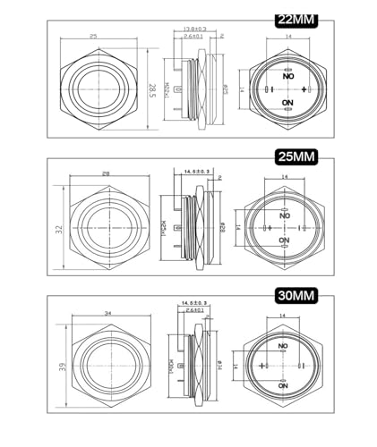 Bouton poussoir noir 12mm LED jaune étanche à impulsion 3-6V - 4