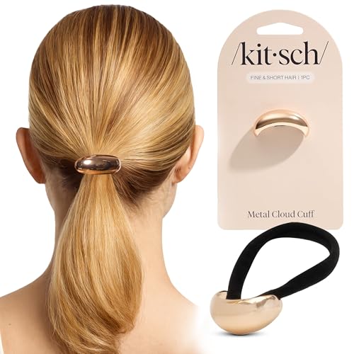 Kitsch Gold Hair Cuff - Metal Ponytail Cuff for Braids, Updos & Everyday Hairstyle | Durable & Elegant Hair Ties | Girl Fashion Accessories - Ideal Gifts For Women - Small, 1pc