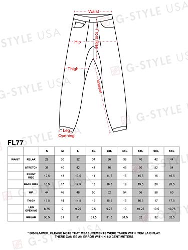 G-Style USA Men's Solid Fleece Heavyweight Cargo Pants FL77 - Black - Large