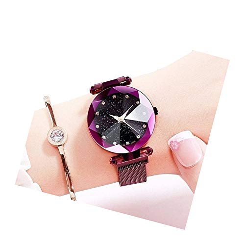 Acnos® Premium Black Round Diamond Dial with Latest Generation Purple Magnet Belt Analogue Watch for Women Pack of - 1 (DM-PURPLE20) (B0842W431H) Amazon Price History, Amazon Price Tracker
