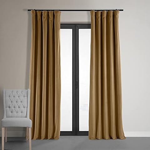HPD Half Price Drapes Signature Velvet Blackout Curtains For Bedroom 50 x 84 (1 Panel), VPCH-140805-84, Amber Gold Cover