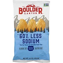 Boulder Canyon Kettle Cooked Potato Chips, Non-GMO Verified, Gluten Free, 60% Less Sodium, 6.5 Ounce Pack of 12