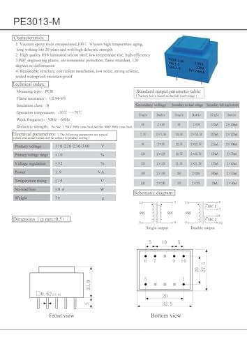 Transformateur d'isolement PE3013-M résine époxy 1.9VA pour soudage PCB - 3