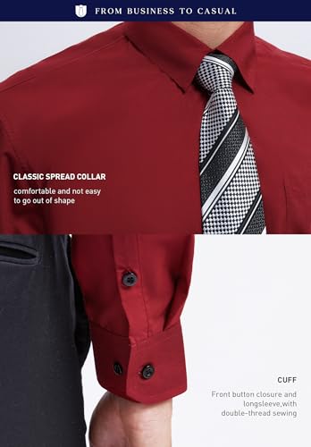 Image of HISDERN Mens Dress Shirt with Tie Pocket Square Set Classic Button Down Shirt Matching Tie Long Sleeve Shirts