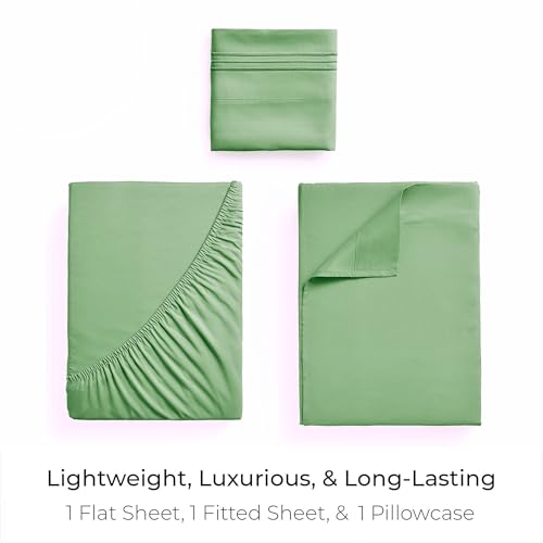 Image of Mellanni Twin XL Sheets Set - 3 PC Iconic Collection Bedding | Hotel Luxury, Extra Soft, Cooling Bed Sheets - Wrinkle, Fade, Stain Resistant (Twin Extra Long, Pistachio)