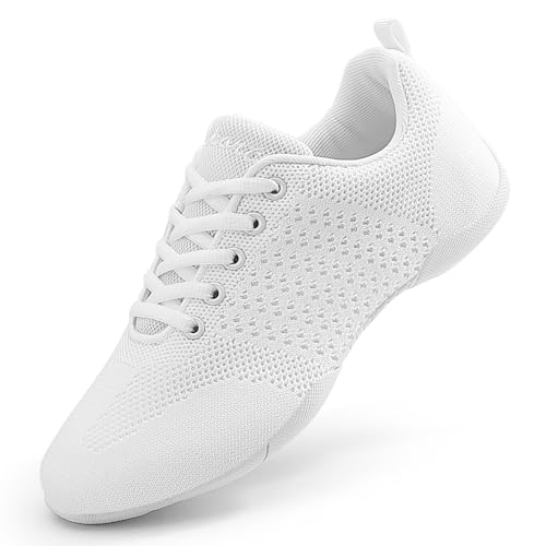 Girls Cheerleading Shoes Lightweight Breathable Youth Cheer Competition Sneakers for Practice, Dance and Gymnastics Size Little Kid 11.5 to Women 11 (Black/White)