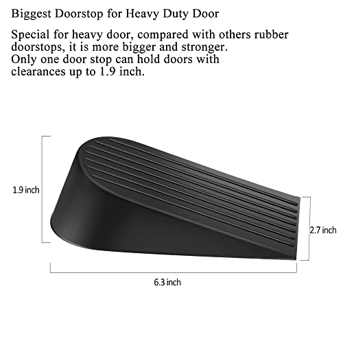 Big Door Stopper 2 Packs Heavy Duty Wedge Rubber Door Stop Works On All Floor Surfaces Height Up To 1.9 Inches Non-Scratching Doorstops Special For Home Office School Heavy Door (Black) #TOP1