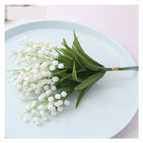 HYEFDWS Flores Artificiales, 6 Unidades, simulación de Flores Artificiales, Lirios del Valle, Lirios Blancos, pequeños Ramos para Bodas, decoración