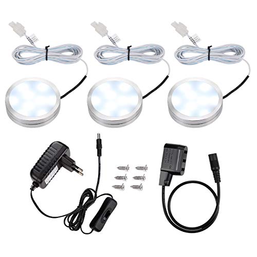 Preisvergleich Produktbild LE Schrankleuchten LED Unterbauleuchte Set, Inklusiv alle Zubehör, 120 Abstrahlwinkel, LED Lichtleiste, Küchenlampen, Vitrinenbeleuchtung Kaltweiß, 3er Pack