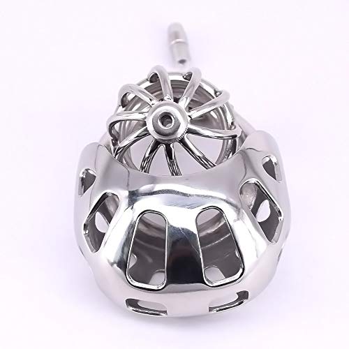 男性巨根ケージステンレス鋼アークペニスリングメタル貞操器具で尿道カテーテルステルスロック陰嚢ボンデージギア 、貞操帯男性 (Size : Ring 40mm) - 画像4