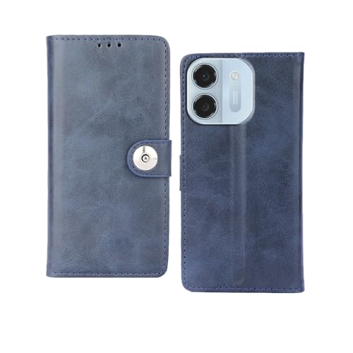 Image of amazon basics Ai+ Pulse 2 5G Flip Cover | Card Pockets Wallet & Stand | Flip Cover for Ai+ Pulse 2 5G (Blue Button)