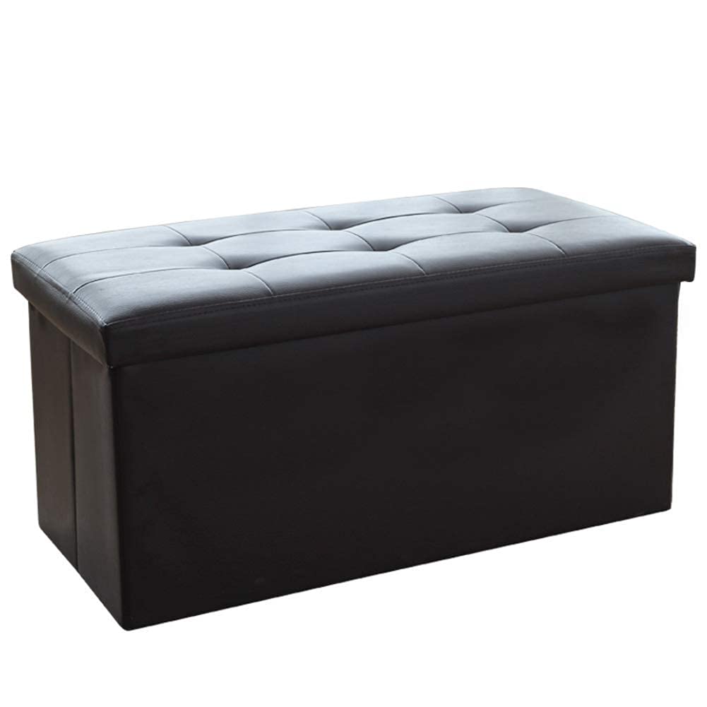 Pouf de rangement pliable 76x38x38cm en cuir synthétique