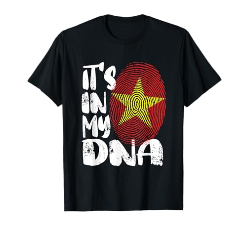 Vietnam Flag It's in My Dna Vietnamese Fingerprint Flag T-Shirt