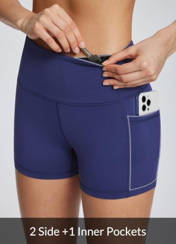 Image of baleaf Women's High Waist Biker Shorts with 3 Pockets