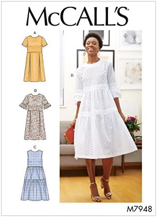 McCall's Patterns McCall's Women's Knee Length Pleated Dress, Sizes 6-14 Sewing Pattern, White