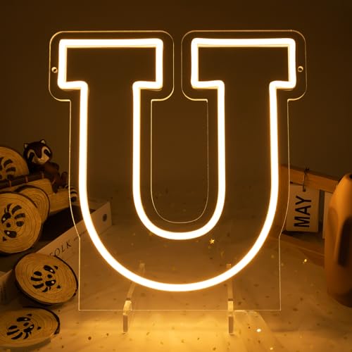 Image of Light Up Letters U, Led Marquee Letter Lights Neon Sign, 13.9 inch Height Decorative Lighted Alphabet Number, Battery /USB Powered Led Letters Lights for Wedding, Birthday, Party, Christmas or Home Decor
