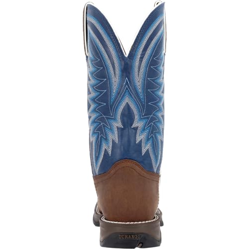 Durango mens Rebel Saddle Brown Denim Blue Western Boot4