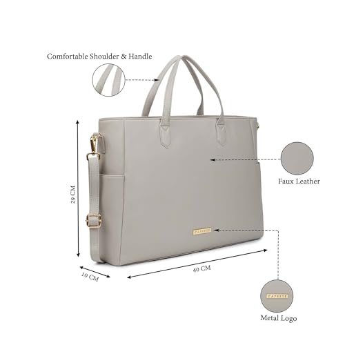 Image of Caprese Bow 15.6 Inch Large Laptop Bag for Women with Adjustable & Detachable Straps | Stylish, Durable, and Spacious with Multiple Compartments for Work, Travel, and Everyday Use