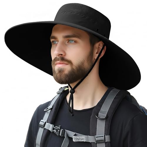 Image of HUAMULAN Wide Brim Sun Hats Men and Women Bucket Safari Fishing Hat for Hiking Garden Lawn Work Camping Outdoor