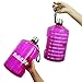 QuiFit Motivational Gallon Water Bottle - with Time Marker & Handle BPA Free Reusable Sports Water Jug Helps You Drink More Water(Fuchsia,1 Gallon)