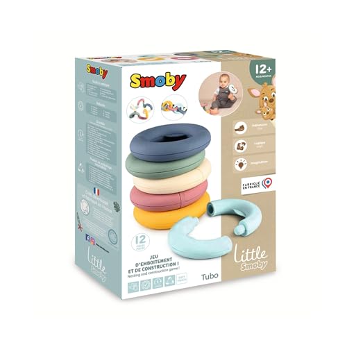 Smoby - Little Smoby - Tubo - Jouet d'Eveil - Emboîtement/Construction - 12 pièces - Dès 12 Mois - Fabriqué en France - 140307